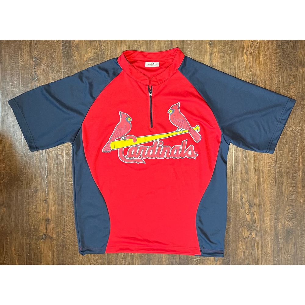 Match Up St Louis Cardinals MLB Quarter Zip Performance Shirt Mens XL Red Navy